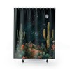 Boho Moon Phase and Cactus Shower Curtain for Spiritual Bathroom Decor 