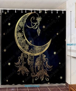 Boho Moon Shower Curtain Set With Mandala Celestial Star Galaxy Starry Sky Tarot Dreamcatcher For Bathroom Decor