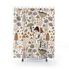 Boho Mushroom Retro Shower Curtain - Abstract Grey Beige Nature Boho Curtain Bathroom Decor