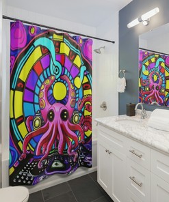 Boho Octopus Valentine's Gift Shower Curtain for Bathroom