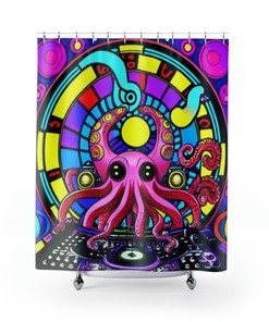 Boho Octopus Valentine's Gift Shower Curtain for Bathroom