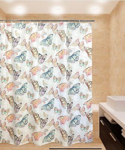 Boho Orange Fabric Shower Curtain Butterfly Animal Shower Decor 
