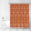 Boho Orange Geometric Shower Curtain For Modern Farmhouse Bathroom