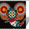 Boho Painted Elephant Head Shower Curtain, Geometric Bathroom Decor