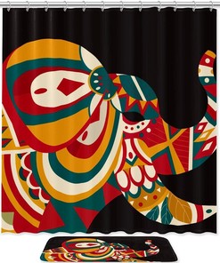 Boho Painted Elephant Shower Curtain For Exotic Bathroom Decor