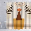 Boho Palm Leaf Mid Century Shower Curtain with Abstract Geometric Leaves Plant Design for a Tropical Bathroom Dcor