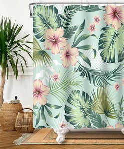 Boho Palm Print Shower Curtain for a Chic and Tropical Vibe