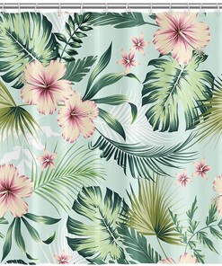 Boho Palm Print Shower Curtain for a Chic and Tropical Vibe