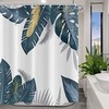 Boho Palm Tree Fall Farmhouse Shower Curtain With Gold Leaves Print