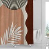 Boho Plant Print Waterproof Shower Curtain For Green Bathroom
