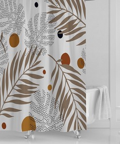 Boho Plant Print Waterproof Shower Curtain For Nature Lover Bathroom