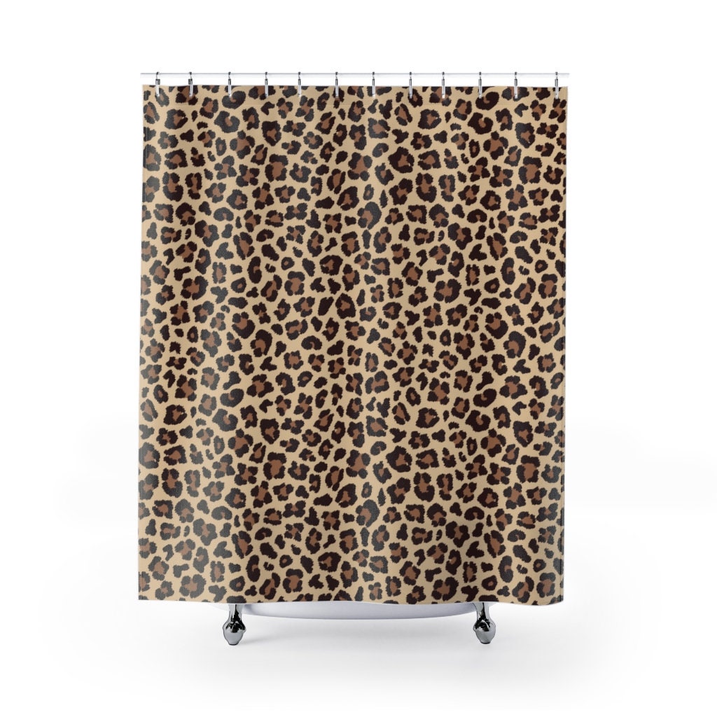 Boho Safari Theme Leopard Print Shower Curtain for Unique & Elegant Bathroom Decor