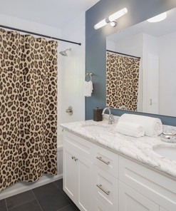 Boho Safari Theme Leopard Print Shower Curtain for Unique & Elegant Bathroom Decor