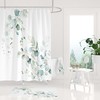 Boho Shower Curtain And Yellow Green White Floral Hand Towel Set For Botanical Bathroom Decor