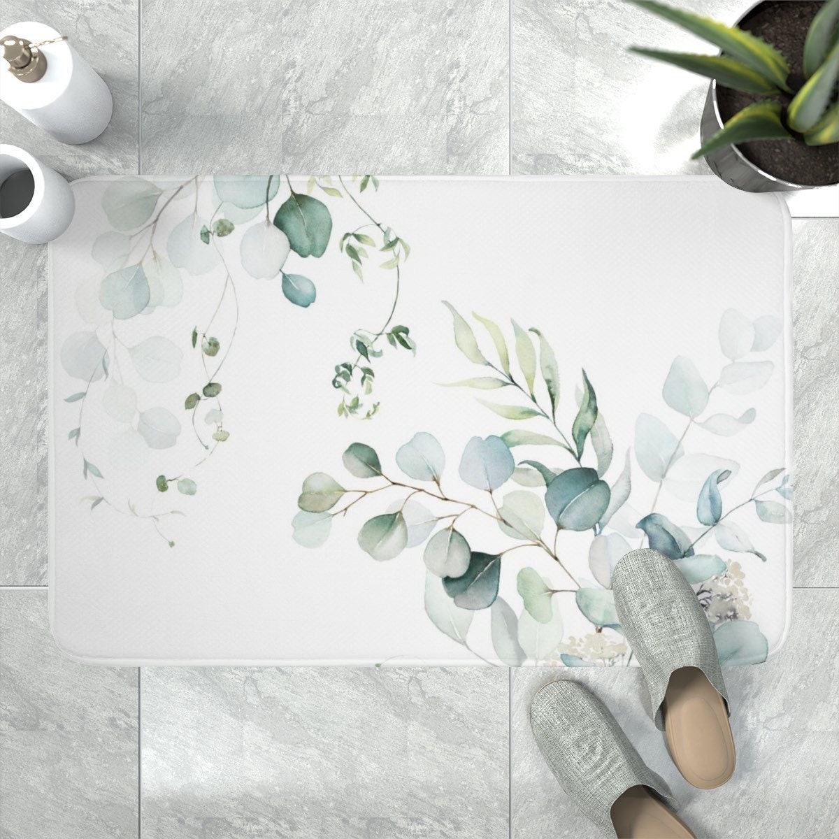 Boho Shower Curtain And Yellow Green White Floral Hand Towel Set For Botanical Bathroom Decor - Image 3