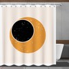 Boho Shower Curtain With Minimalistic Stars, Moon, And Abstract Line Print For A Calming Bathroom Decor