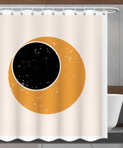 Boho Shower Curtain With Minimalistic Stars, Moon, And Abstract Line Print For A Calming Bathroom Decor