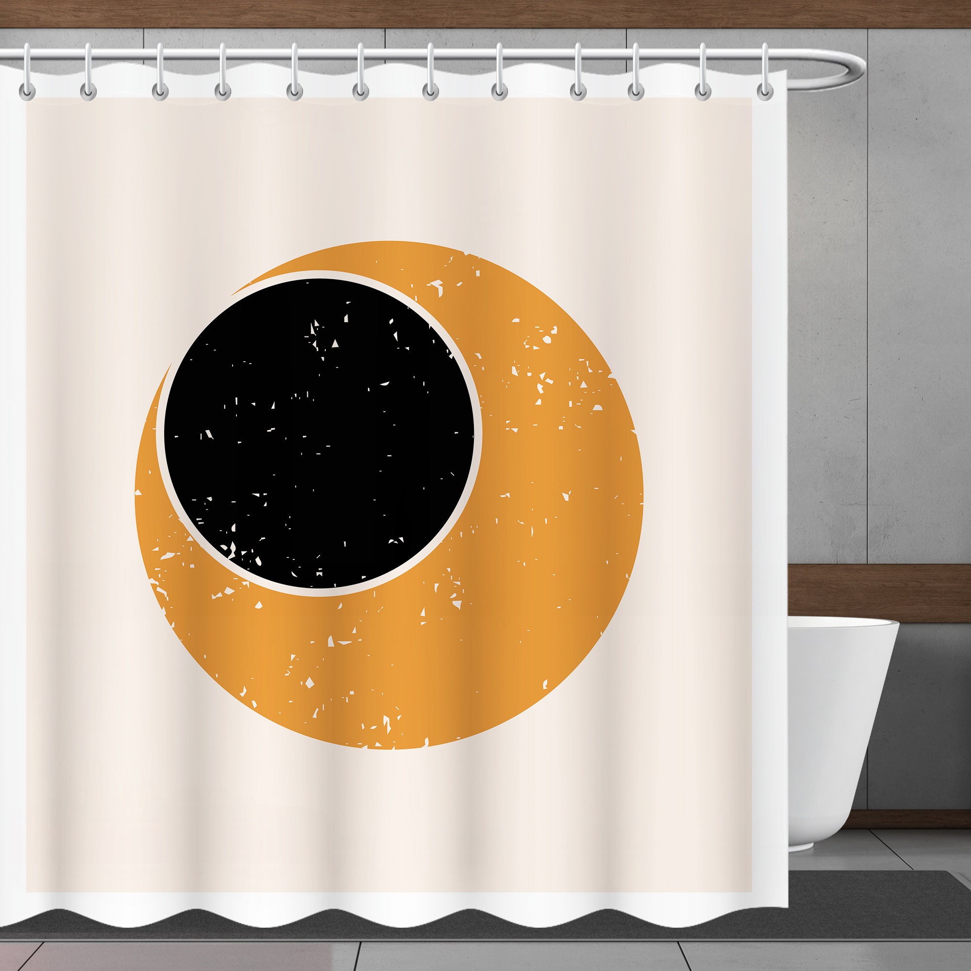 Boho Shower Curtain With Minimalistic Stars, Moon, And Abstract Line Print For A Calming Bathroom Decor