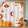 Boho Shower Curtain With Stars, Moon, And Abstract Line Mountain Print For A Contemporary Touch In Your Bathroom