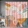 Boho Shower Curtain With Sun, Moon, And Leaves Pattern For Modern Bathroom Decor