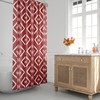 Boho Shower Curtain with Red and White Mud Cloth, Tribal Abstract Kuba Cloth African Print Geometric Bath Room Decor