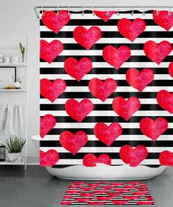 Boho Skull Flower Feather Stripe Shower Curtain For Bathroom