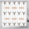 Boho Skull Shower Curtain With Southwest Feathers, Steer Skull And Animal Nature Print, Bathroom Decor