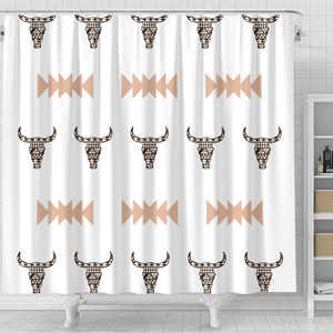 Boho Skull Shower Curtain With Southwest Feathers, Steer Skull And Animal Nature Print, Bathroom Decor - Image 4