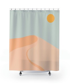 Boho Southwest Design Sun Sand Hill Shower Curtain for a Coastal Bathroom Decor