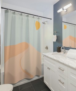 Boho Southwest Design Sun Sand Hill Shower Curtain for a Coastal Bathroom Decor