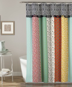 Boho Stripe with Tassels Shower Curtain- A Colorful and Chic Option for Your Bathroom Decor 