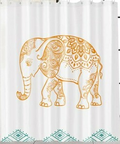 Boho Style Elephant Print Shower Curtain For Bathroom Decor
