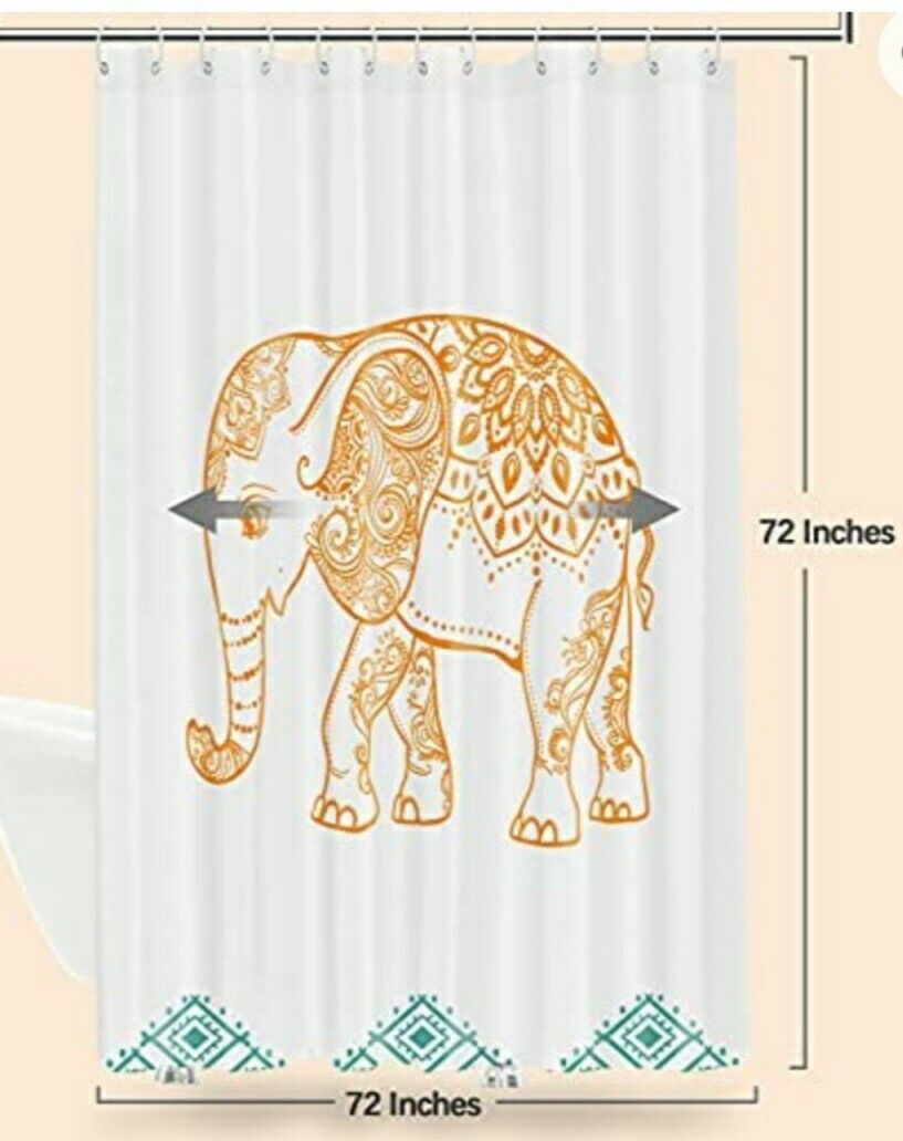 Boho Style Elephant Print Shower Curtain For Bathroom Decor - Image 2