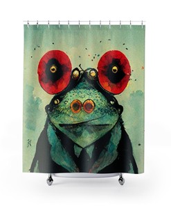 Boho Style Frog Shower Curtain With Sage Green Girly Bathroom Decor - A Unique And Cool Addition To Your Bathroom