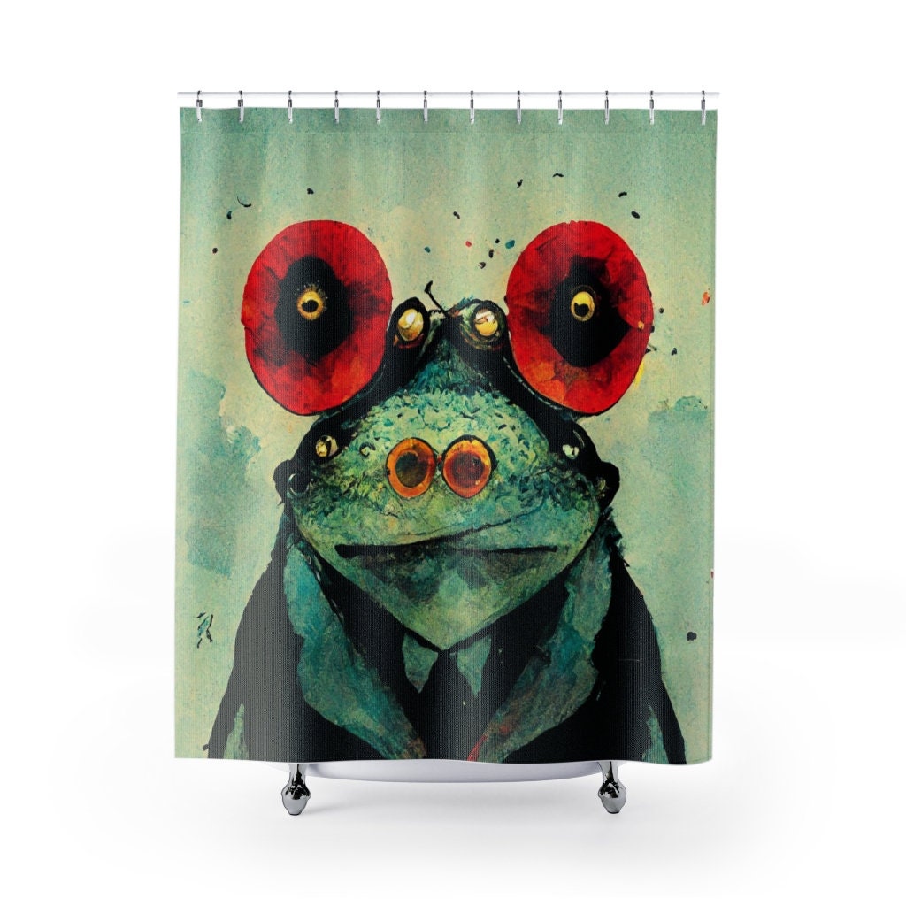 Boho Style Frog Shower Curtain With Sage Green Girly Bathroom Decor - A Unique And Cool Addition To Your Bathroom
