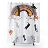 Boho Style Raining Cats Shower Curtain With Leopard And Rainbow Design