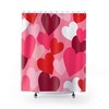 Boho Style Red Heart Fabric Shower Curtain Valentines Day Decor for Chic Bathroom