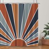 Boho Sun 70s Sunrise Sunset Shower Curtain for Retro Mid Century Orange Bathroom Decor
