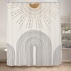 Boho Sun And Arches Shower Curtain, Minimalistic White Bathroom Decor