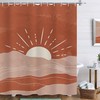 Boho Sun Mountain Minimalist Mid Century Shower Curtain in Burnt Orange for a Bold and Trendy Bathroom Look 