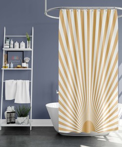 Boho Sun Rays Minimalist Sunrise Shower Curtain for Bathroom