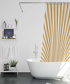 Boho Sun Rays Minimalist Sunrise Shower Curtain for Bathroom