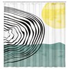 Boho Sun Swirls Waterproof Green Shower Curtain With Hooks For A Bohemian Bathroom Look