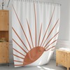 Boho Sunburst Shower Curtain, Abstract Sun And Earthy Tones, Extra Long Set With Hooks, Gift Idea