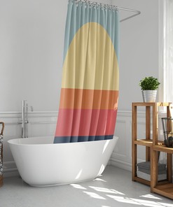 Boho Sunrise Minimalist Retro Shower Curtain for Bathroom