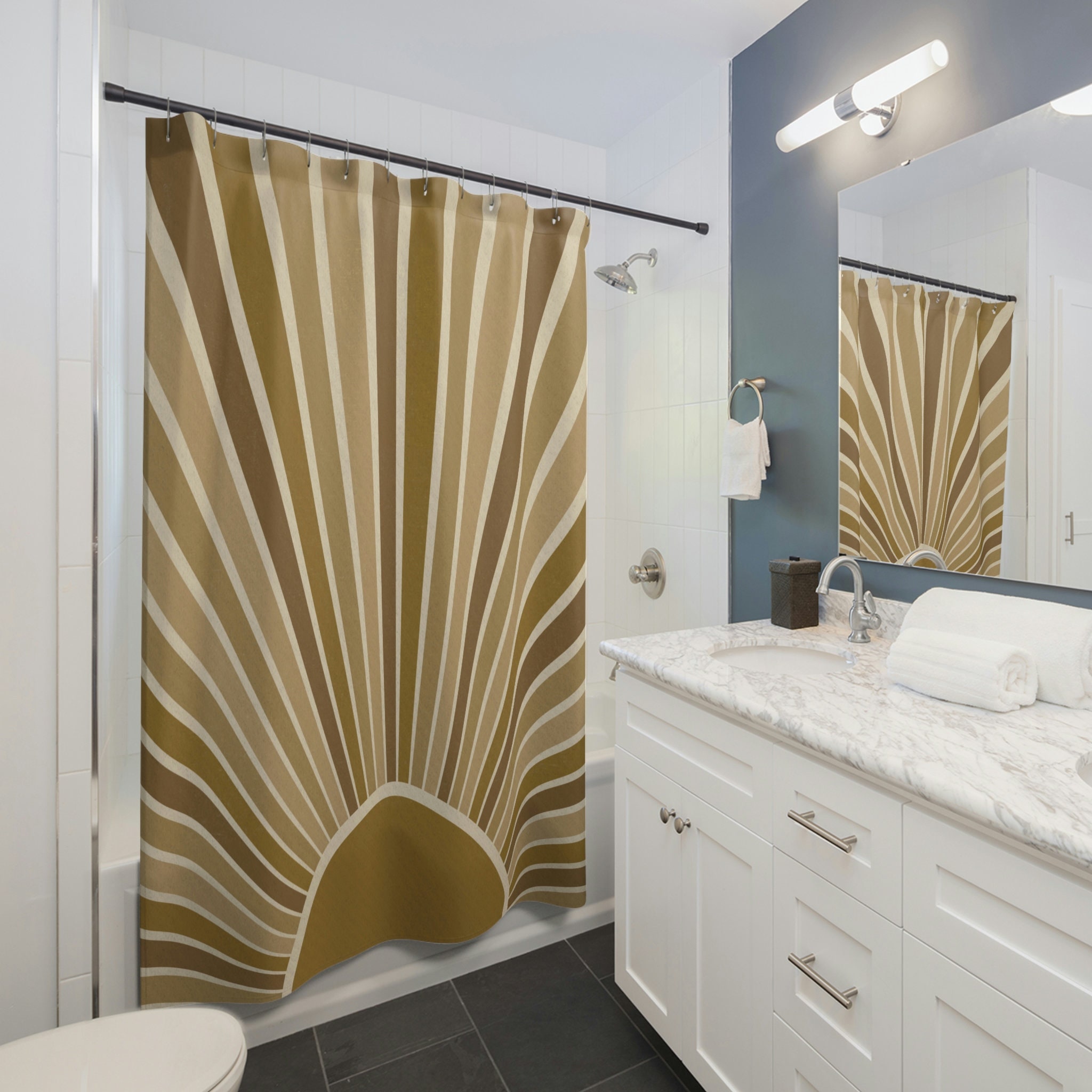 Boho Sunshine Shower Curtain, Abstract Design For The Bathroom