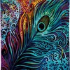 Boho Tribal Peacock Feather Art Printed Shower Curtain for Colorful Bathroom Decor