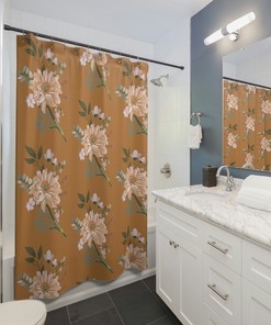 Boho Tropical Farmhouse Floral Shower Curtain For Kids Bathroom Shower Decor