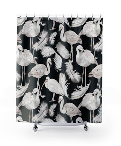 Boho Tropical Flamingo Feathers Shower Curtain For A Nature-Inspired Bathroom