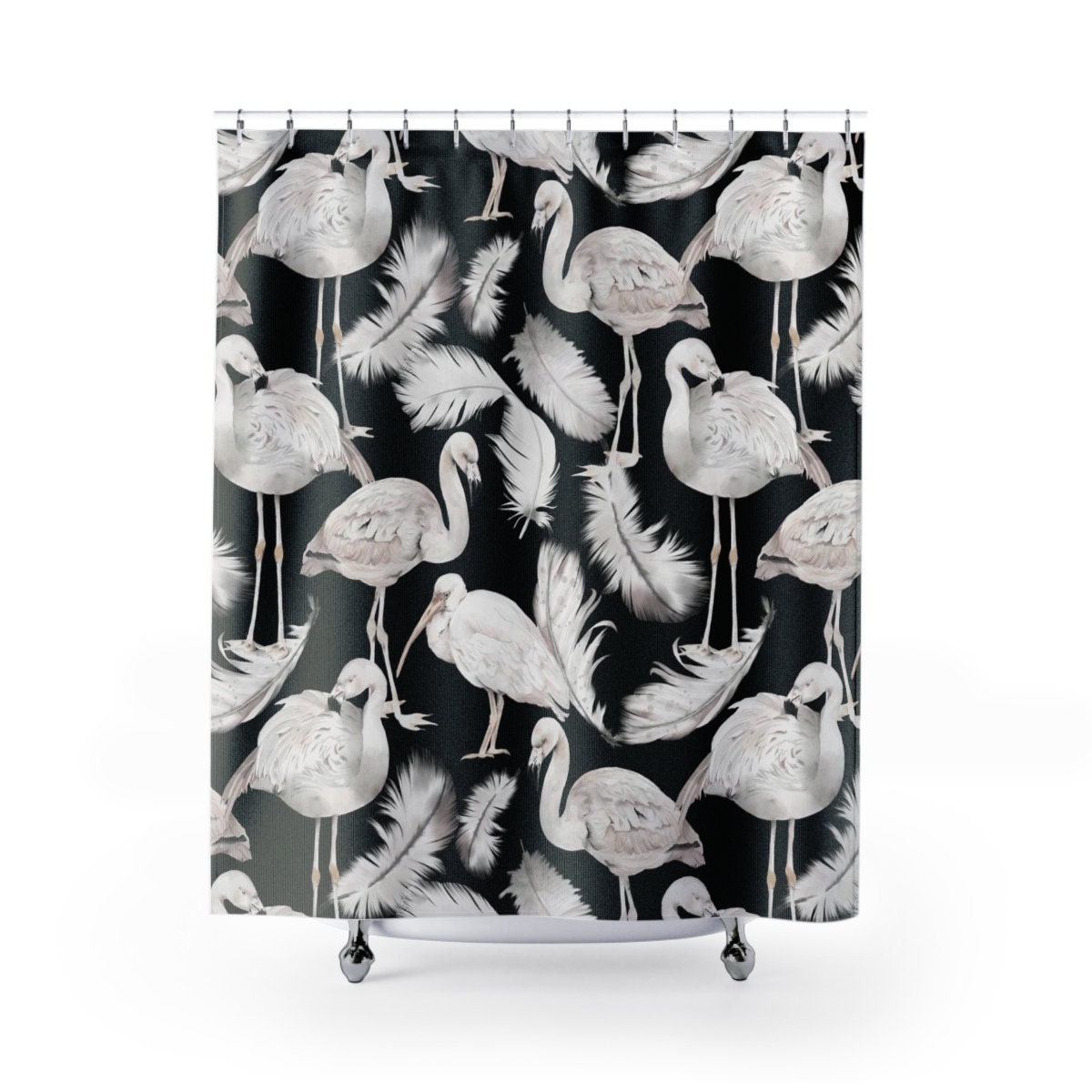 Boho Tropical Flamingo Feathers Shower Curtain For A Nature-Inspired Bathroom